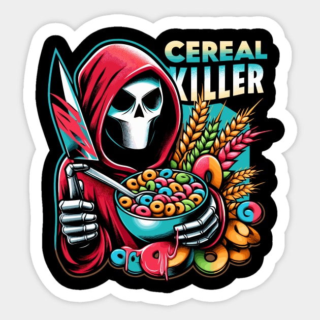 Cereal Killer Masked Men Sticker by DoodleDashDesigns